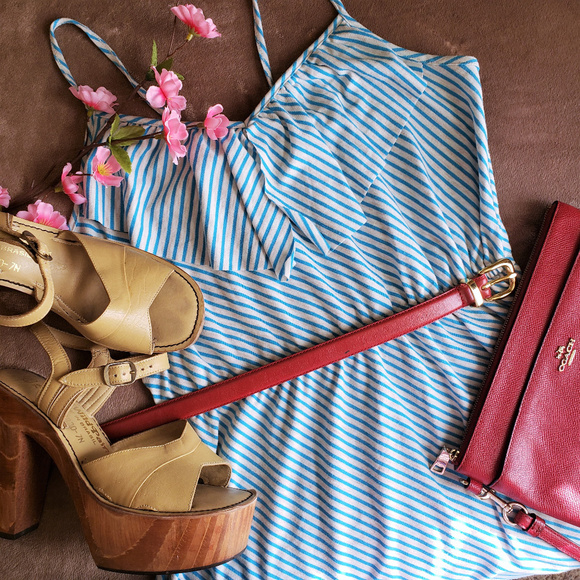 Mossimo Supply Co. Dresses & Skirts - Blue & White Striped Ruffle Sundress